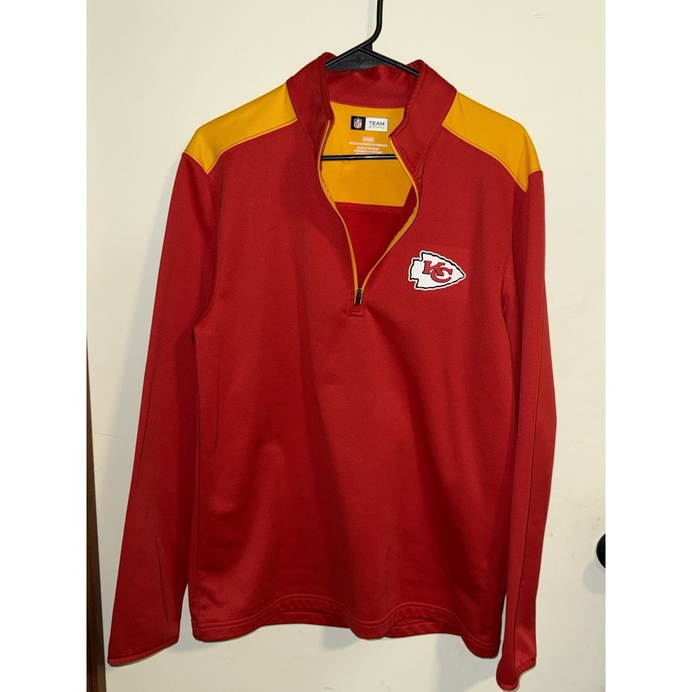 Kansas City Chiefs Mens Size M Red 1/4-Zip Pullover Jacket